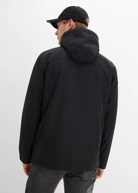 Outdoor jas met capuchon en details van imitatieleer, waterafstotend, bonprix