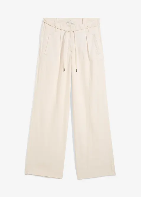 Paperbag broek van luchtige linnenmix, bonprix