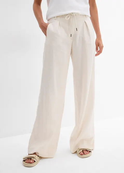 Paperbag broek van luchtige linnenmix, bonprix