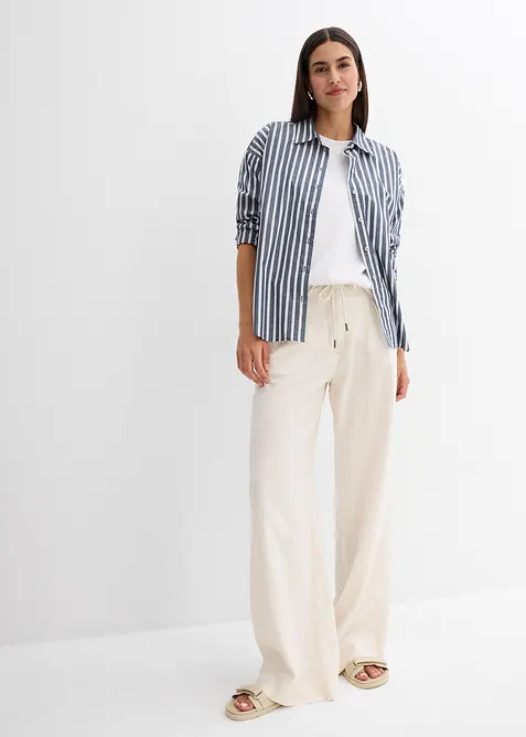 Paperbag broek van luchtige linnenmix, bonprix