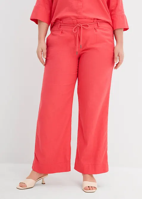 Paperbag broek van luchtige linnenmix, bonprix