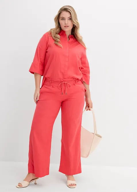 Paperbag broek van luchtige linnenmix, bonprix