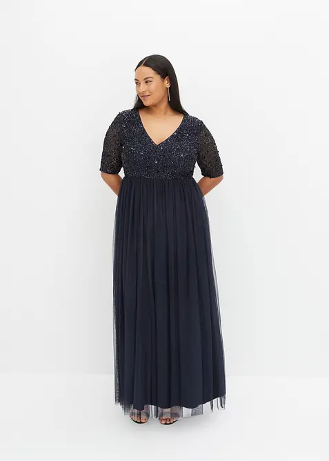 Maxi jurk met paillettenborduursel, bonprix