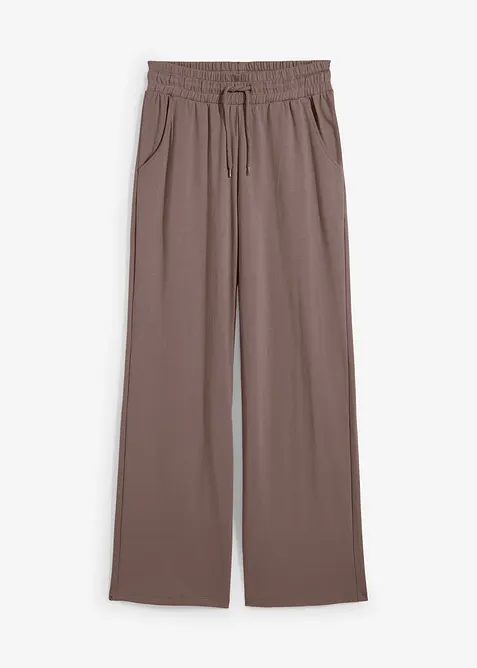 Wijde jersey broek van interlock, bonprix