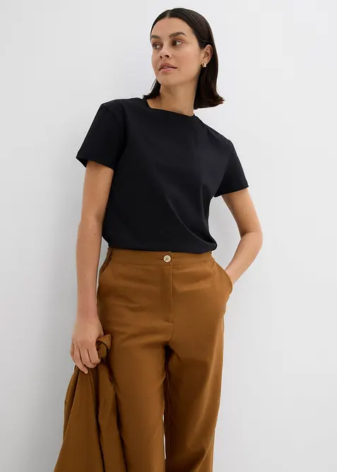 Cropped high waist broek in een linnen-viscosemix, bonprix