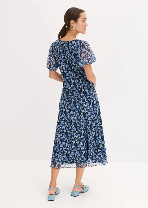 Gedessineerde midi-jurk van mesh, bonprix