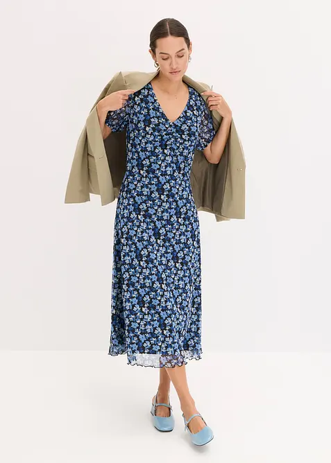 Gedessineerde midi-jurk van mesh, bonprix