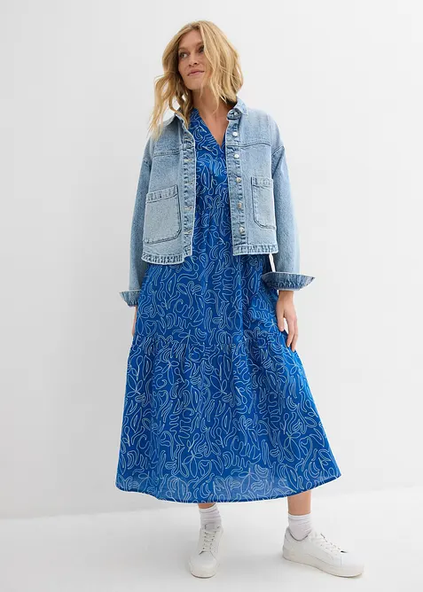 Wijde midi jurk van puur katoen, bonprix