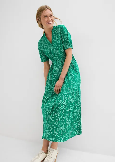 Wijde midi jurk van puur katoen, bonprix