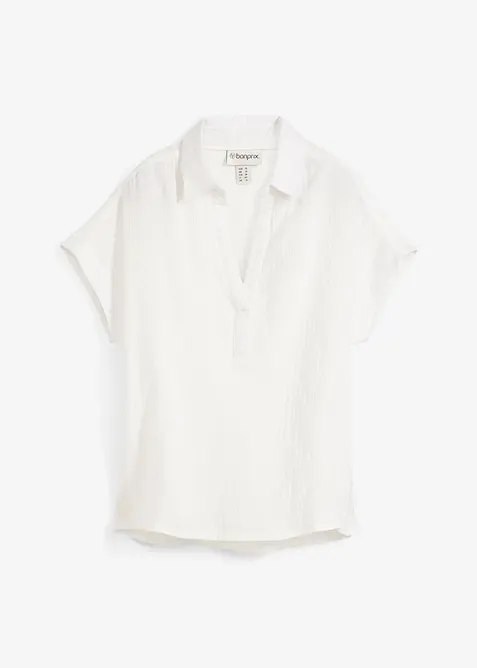 Blouse met korte mouwen van luchtige mousseline, bonprix