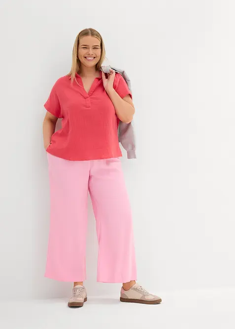 Blouse met korte mouwen van luchtige mousseline, bonprix