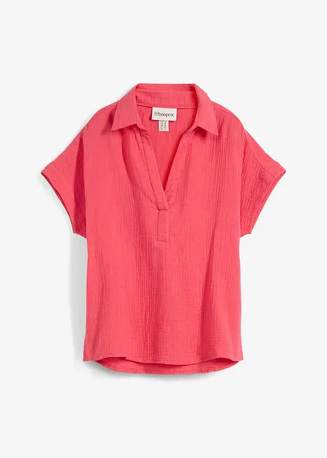 Blouse met korte mouwen van luchtige mousseline, bonprix