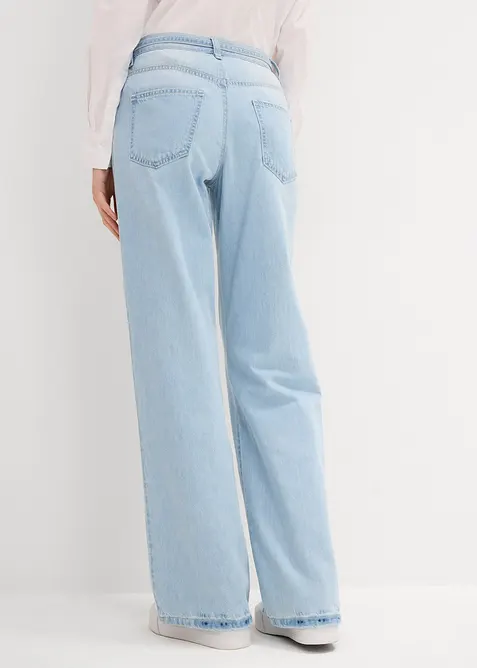 Wide leg jeans mid waist, riem, bonprix
