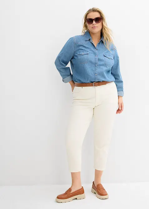 Mom jeans, high waist, low stretch cropped, bonprix