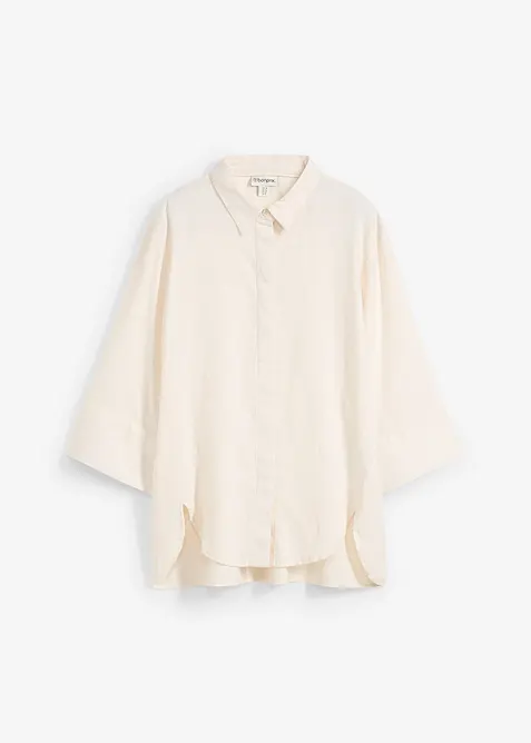 Overhemdblouse in een koele linnenmix, bonprix