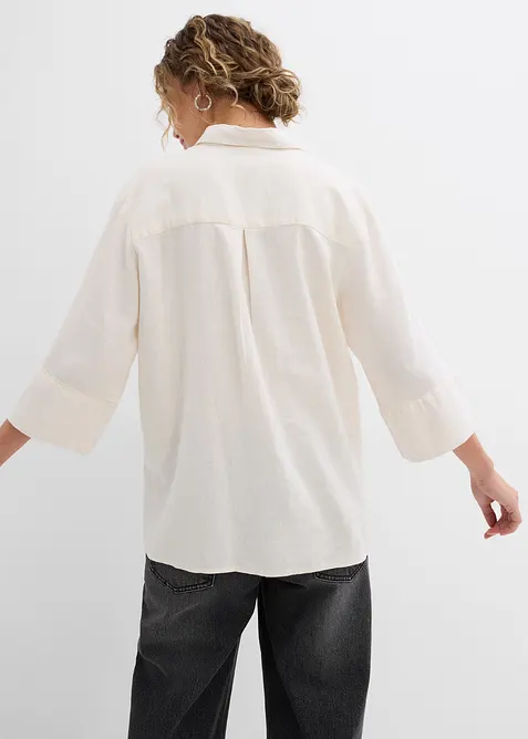 Overhemdblouse in een koele linnenmix, bonprix