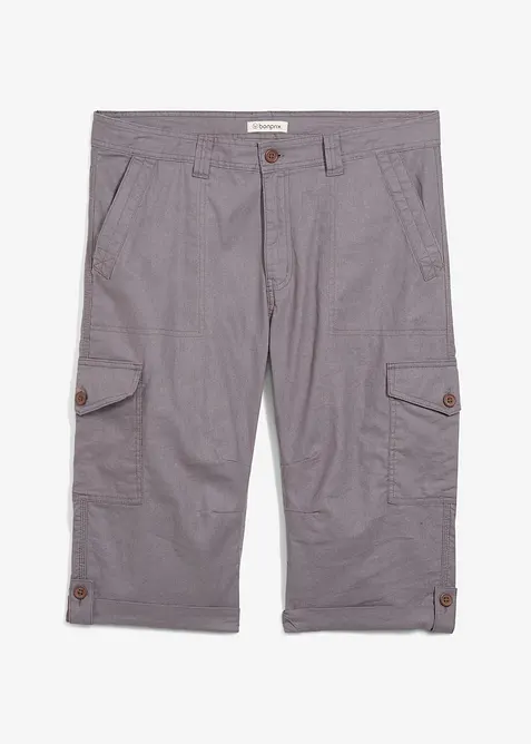 Lange cargo bermuda met linnen, regular fit, bonprix