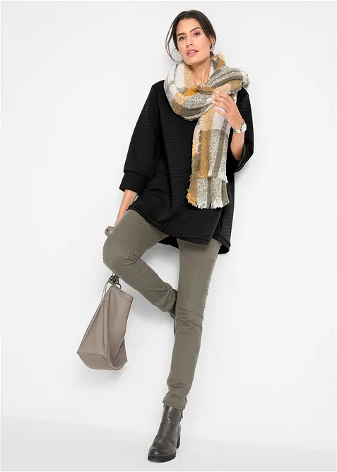 Lange sweater in A-lijn, 3/4 mouw, bonprix