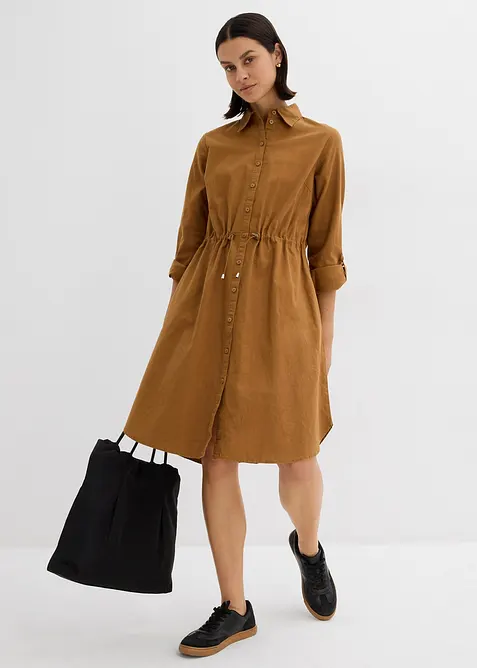 Overhemdjurk in een linnen-katoenmix, bonprix