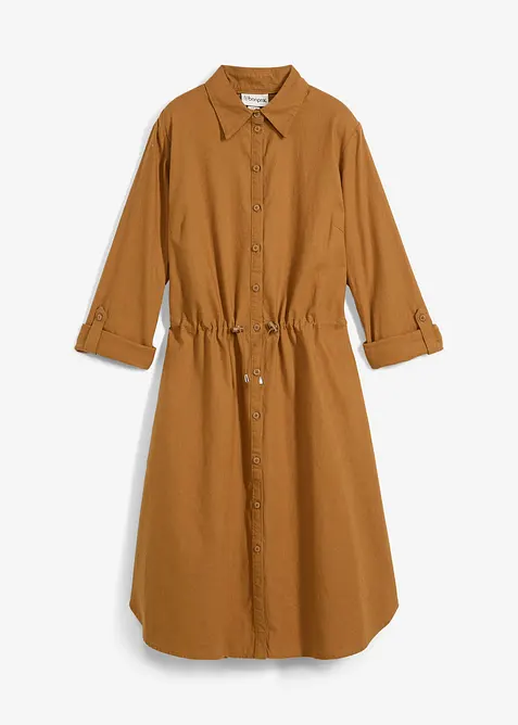 Overhemdjurk in een linnen-katoenmix, bonprix