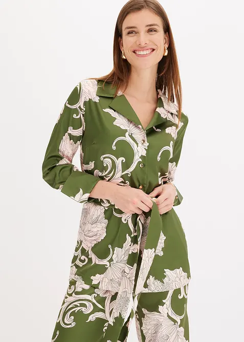 Gedessineerde blouse met satijn, bonprix