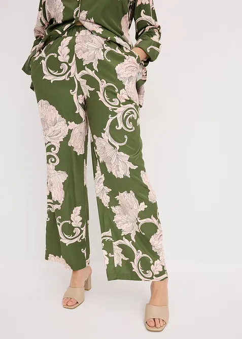 Palazzo broek van soepelvallend satijn, bonprix