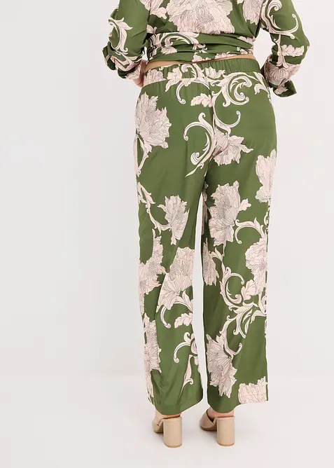 Palazzo broek van soepelvallend satijn, bonprix