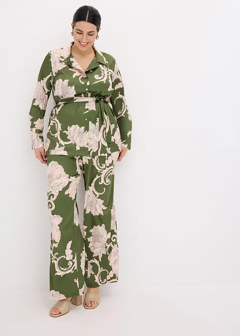 Gedessineerde blouse met satijn, bonprix