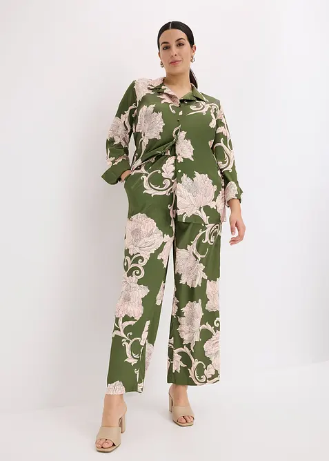 Palazzo broek van soepelvallend satijn, bonprix