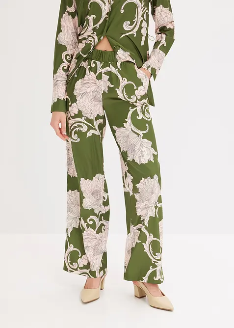 Palazzo broek van soepelvallend satijn, bonprix