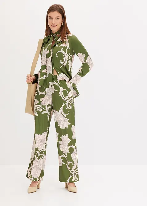 Palazzo broek van soepelvallend satijn, bonprix