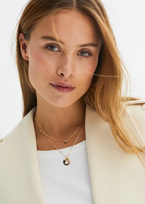 Kettingen set met hartvormige hangers (2-dlg.), bonprix