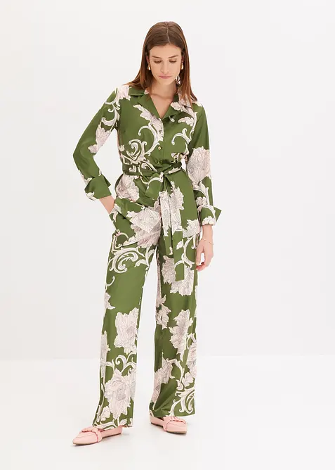 Gedessineerde blouse met satijn, bonprix