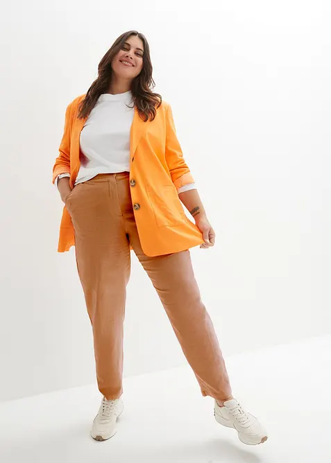 Cropped high waist broek in een linnen-viscosemix, bonprix