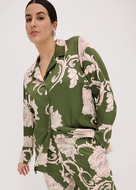 Gedessineerde blouse met satijn, bonprix