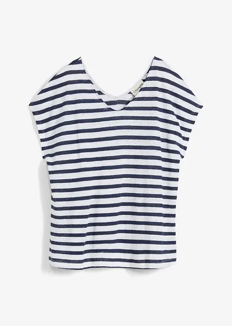 Linnen shirt met vleermuismouwen en V-hals, bonprix