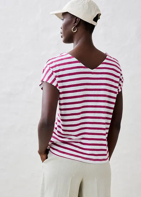 Linnen shirt met vleermuismouwen en V-hals, bonprix