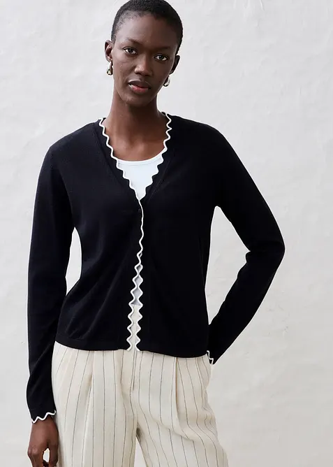 Fijn gebreide jas met zijde, bonprix