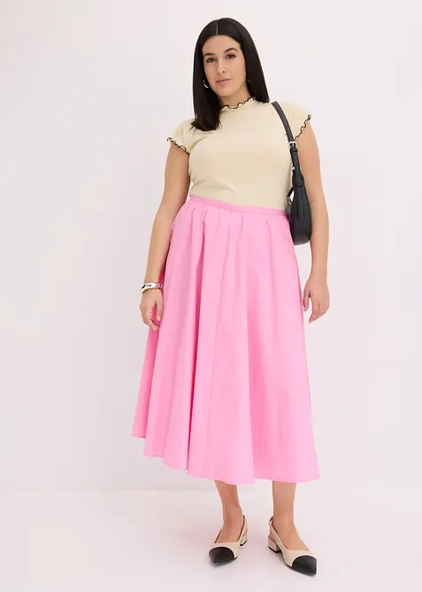 Midi rok in een elastische katoenmix, bonprix