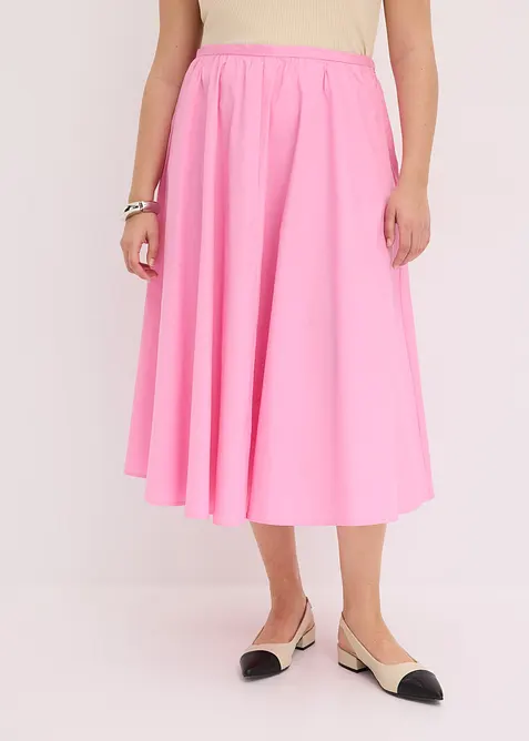 Midi rok in een elastische katoenmix, bonprix