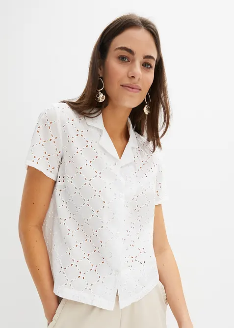 Blouse met broderie anglaise, bonprix
