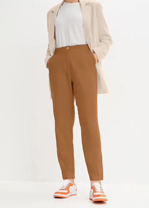 Cropped high waist broek in een linnen-viscosemix, bonprix
