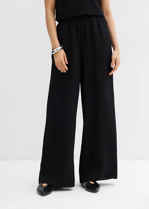 Broek van gestructureerde viscosemix, bonprix