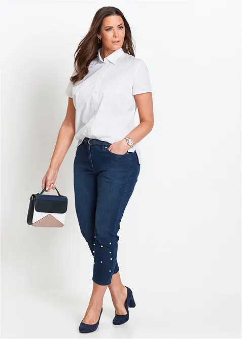 Popeline blouse met korte mouwen, bonprix