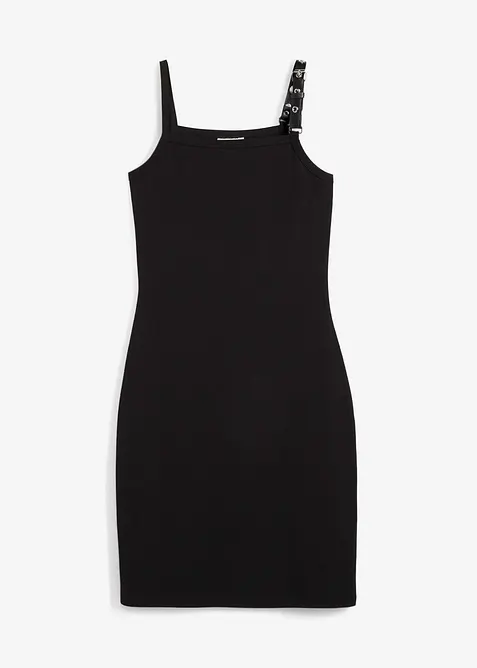 Jurk met bandjes en contrasterende zoom, bonprix