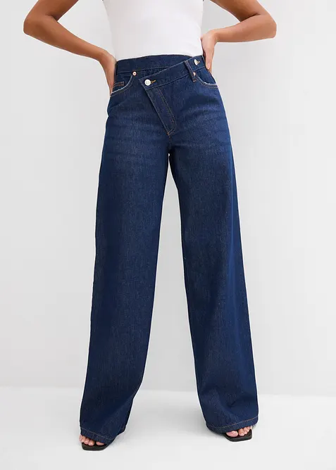 Wide leg jeans, mid waist, low stretch, bonprix