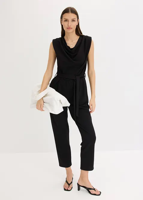 Jersey jumpsuit met schoudervullingen, bonprix