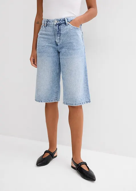 Jeans bermuda mid waist, low stretch, bonprix