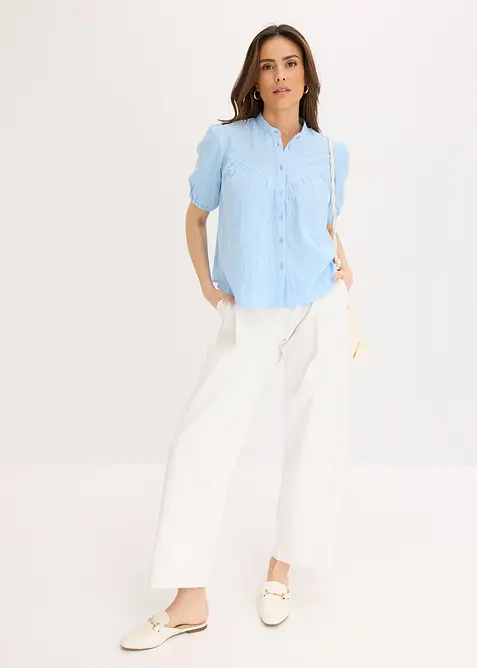 Mousseline blouse met korte mouwen, bonprix