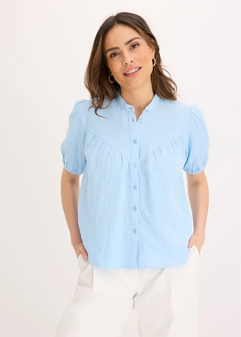 Mousseline blouse met korte mouwen, bonprix